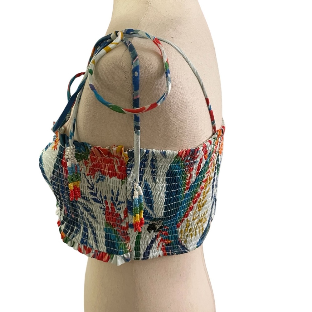 FARM RIO Macaw Wind Smocked Crop Top New With Tags - Picture 8 of 13